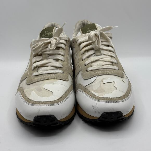 VALENTINO GARAVANI Camouflage Rockrunner Sneaker Rockstud White Grey Sz 43 - Picture 8 of 16